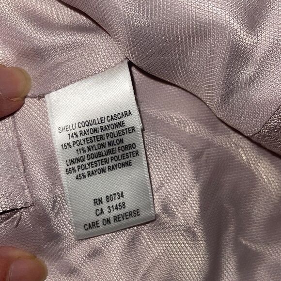 BCBG MAXAZRIA‎ Ruffle Collared Linen Blend Jacket Blazer Size 10P Purple/Pink - Picture 9 of 12